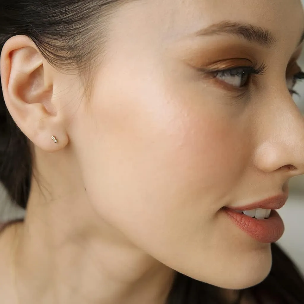 HONEYCAT Tiny Double Crystal Stud Earrings | Minimalist, Delicate Jewelry