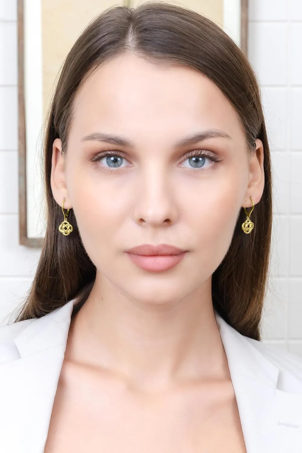 Hoops & Loops 925 Sterling Silver Love Knot Flower Eternity Irish Celtic Design Dangle Lever-back Earrings, Silver, Yellow Gold, Rose Gold & Black Flashed Sterling Silver
