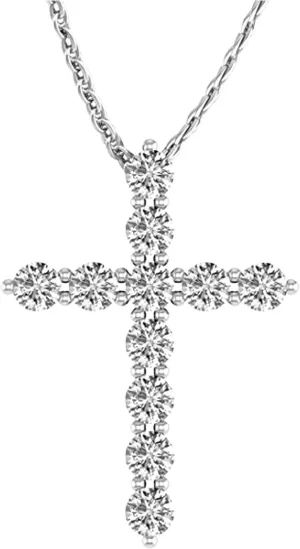 Houston Diamond District 1 Carat Total Weight 14K White Gold Round LAB GROWN Diamond Cross Premium Collection