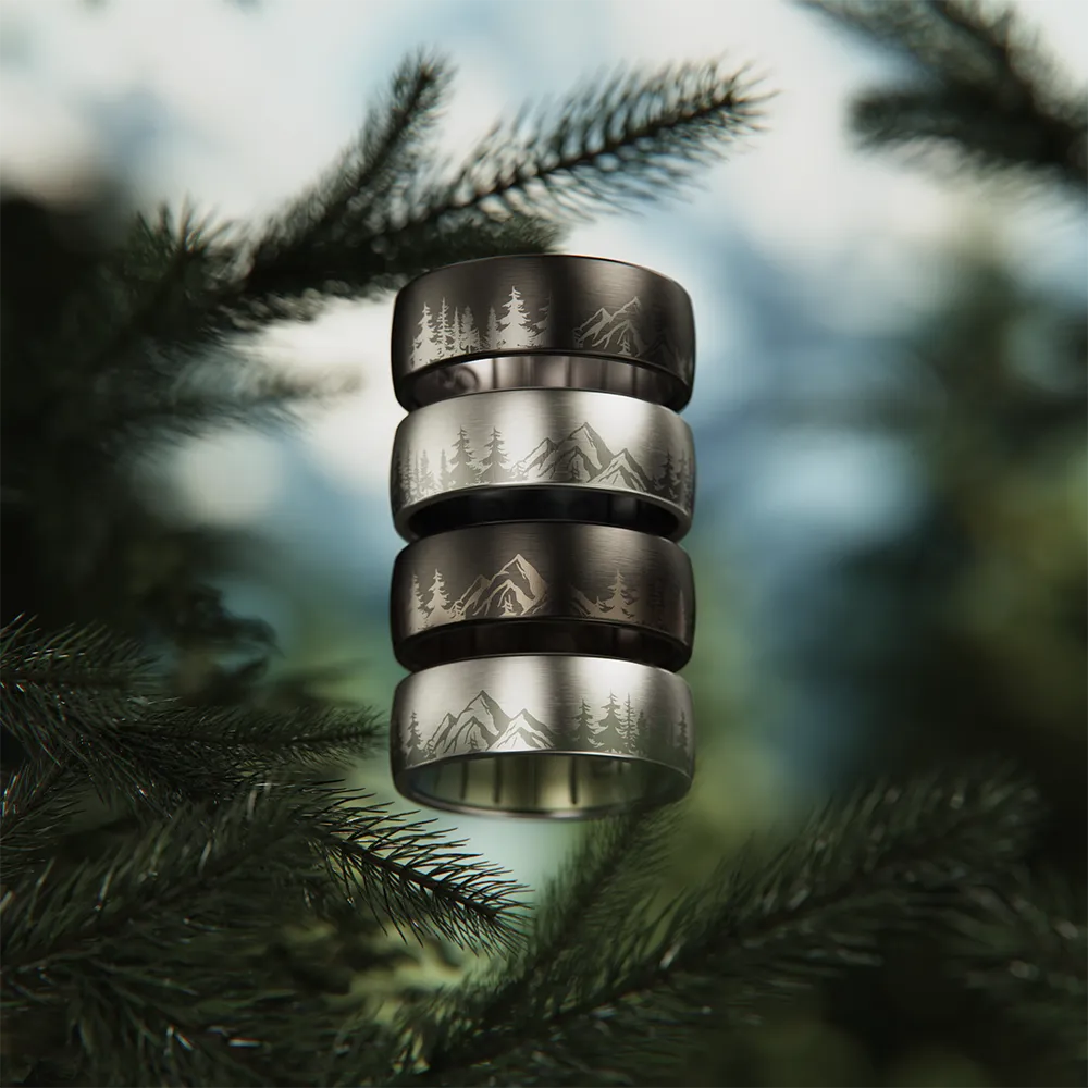 Hybrid Ring - Peak - Titanium/Volcanic Ash