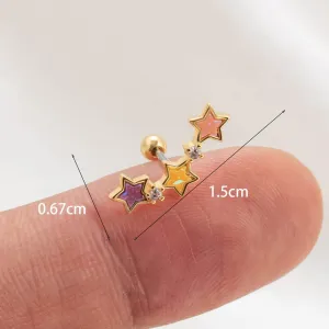 Hypoallergenic Small Star Post Stud Earrings for Women Multiple Colorful Gold Silver Color Platinum Plated Cute Women' Studs Holiday Friendship Birthday Gifts
