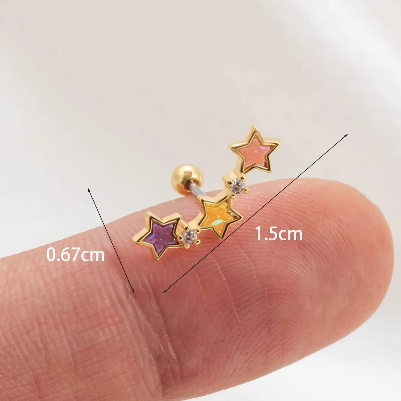 Hypoallergenic Small Star Post Stud Earrings for Women Multiple Colorful Gold Silver Color Platinum Plated Cute Women' Studs Holiday Friendship Birthday Gifts