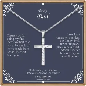 IEFLIFE Cross Necklaces for Men - American Flag Cross Necklace in Black, Silver, Gold for Baptism, Fathers Day, Christmas Gifts for Dad, Step Dad, Son, Grandpa, Boyfriend