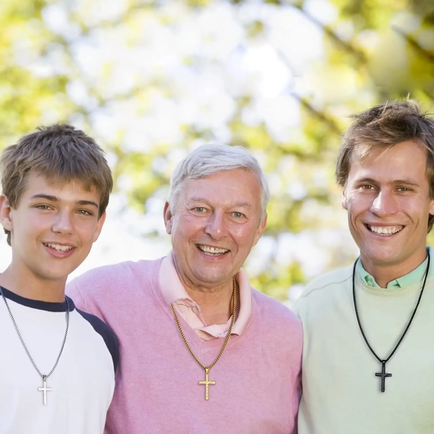 IEFLIFE Cross Necklaces for Men - American Flag Cross Necklace in Black, Silver, Gold for Baptism, Fathers Day, Christmas Gifts for Dad, Step Dad, Son, Grandpa, Boyfriend