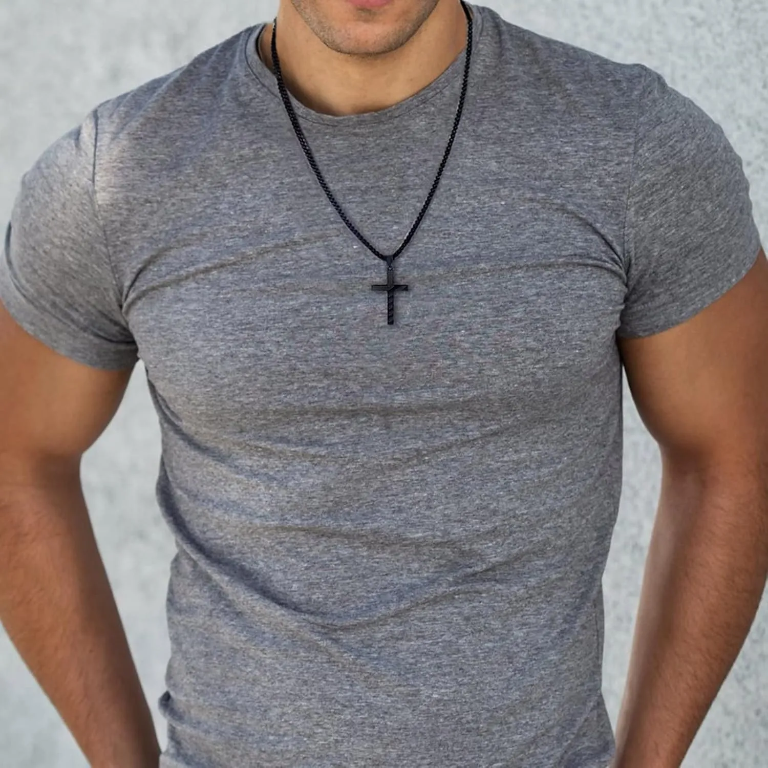 IEFLIFE Cross Necklaces for Men - American Flag Cross Necklace in Black, Silver, Gold for Baptism, Fathers Day, Christmas Gifts for Dad, Step Dad, Son, Grandpa, Boyfriend
