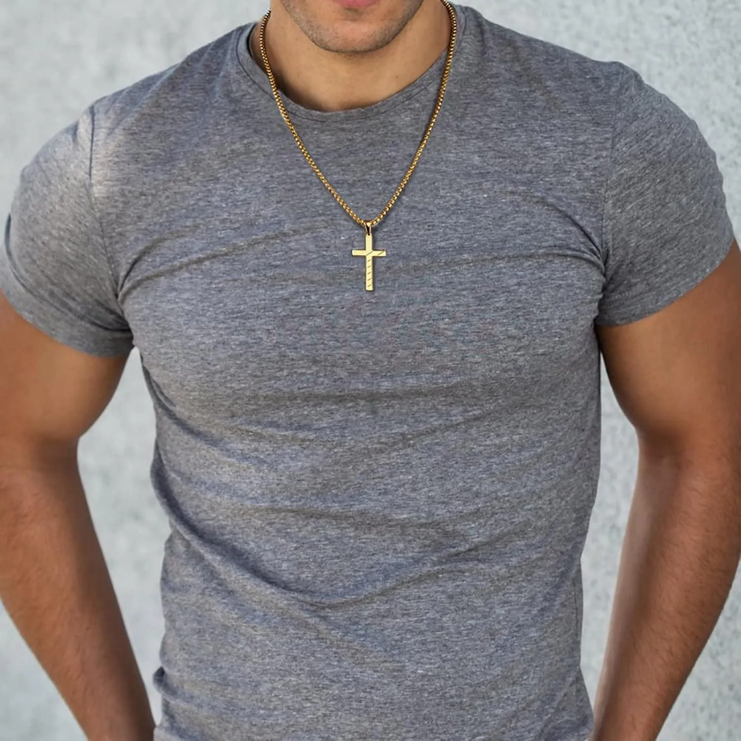 IEFLIFE Cross Necklaces for Men - American Flag Cross Necklace in Black, Silver, Gold for Baptism, Fathers Day, Christmas Gifts for Dad, Step Dad, Son, Grandpa, Boyfriend