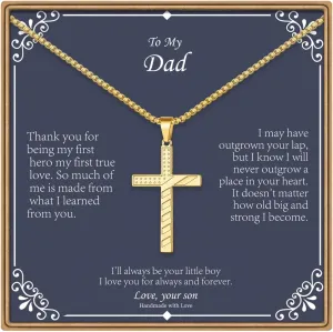 IEFLIFE Cross Necklaces for Men - American Flag Cross Necklace in Black, Silver, Gold for Baptism, Fathers Day, Christmas Gifts for Dad, Step Dad, Son, Grandpa, Boyfriend