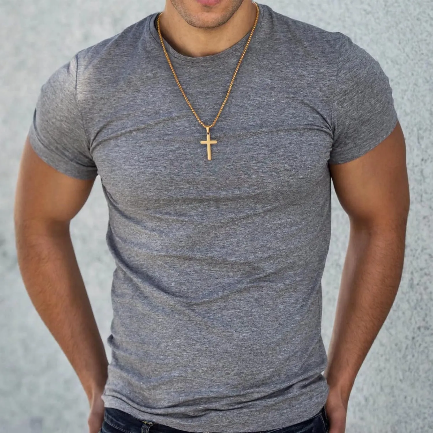 IEFLIFE Cross Necklaces Gifts for Men, Silver/Black/Gold Cross Necklace Box Chain Necklace for Men, Fathers Day Christmas Religious Baptism Christian Gift for Dad Son Boyfriend Husband Step Dad