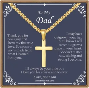 IEFLIFE Cross Necklaces Gifts for Men, Silver/Black/Gold Cross Necklace Box Chain Necklace for Men, Fathers Day Christmas Religious Baptism Christian Gift for Dad Son Boyfriend Husband Step Dad