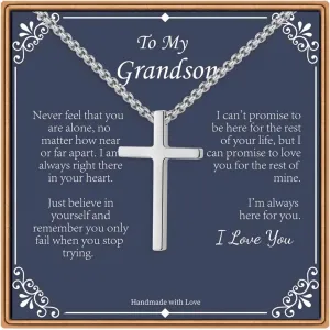 IEFLIFE Cross Necklaces Gifts for Men, Silver/Gold/Black Cross Necklace Box Chain Necklace for Men, Fathers Day Christmas Religious Christian Gift for Dad Son Grandpa Boyfriend Husband