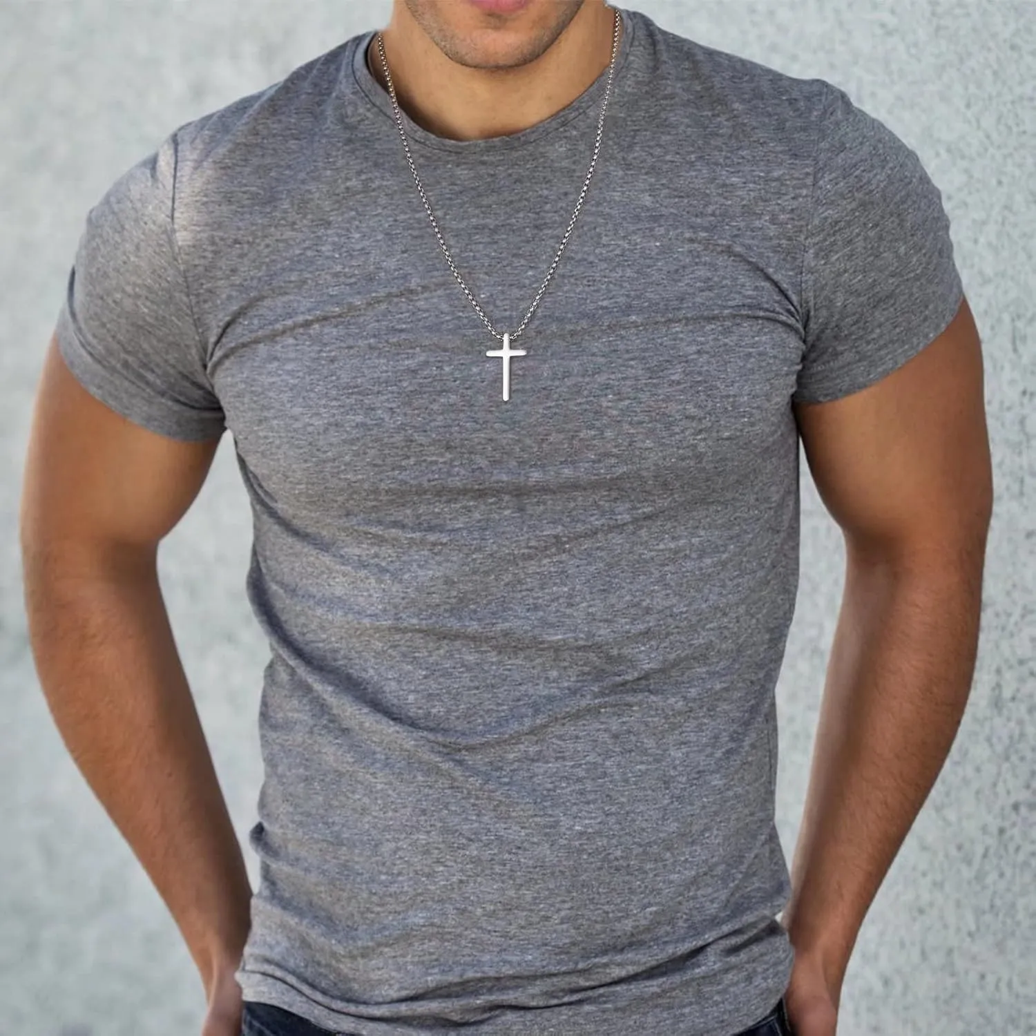 IEFLIFE Cross Necklaces Gifts for Men, Silver/Gold/Black Cross Necklace Box Chain Necklace for Men, Fathers Day Christmas Religious Christian Gift for Dad Son Grandpa Boyfriend Husband