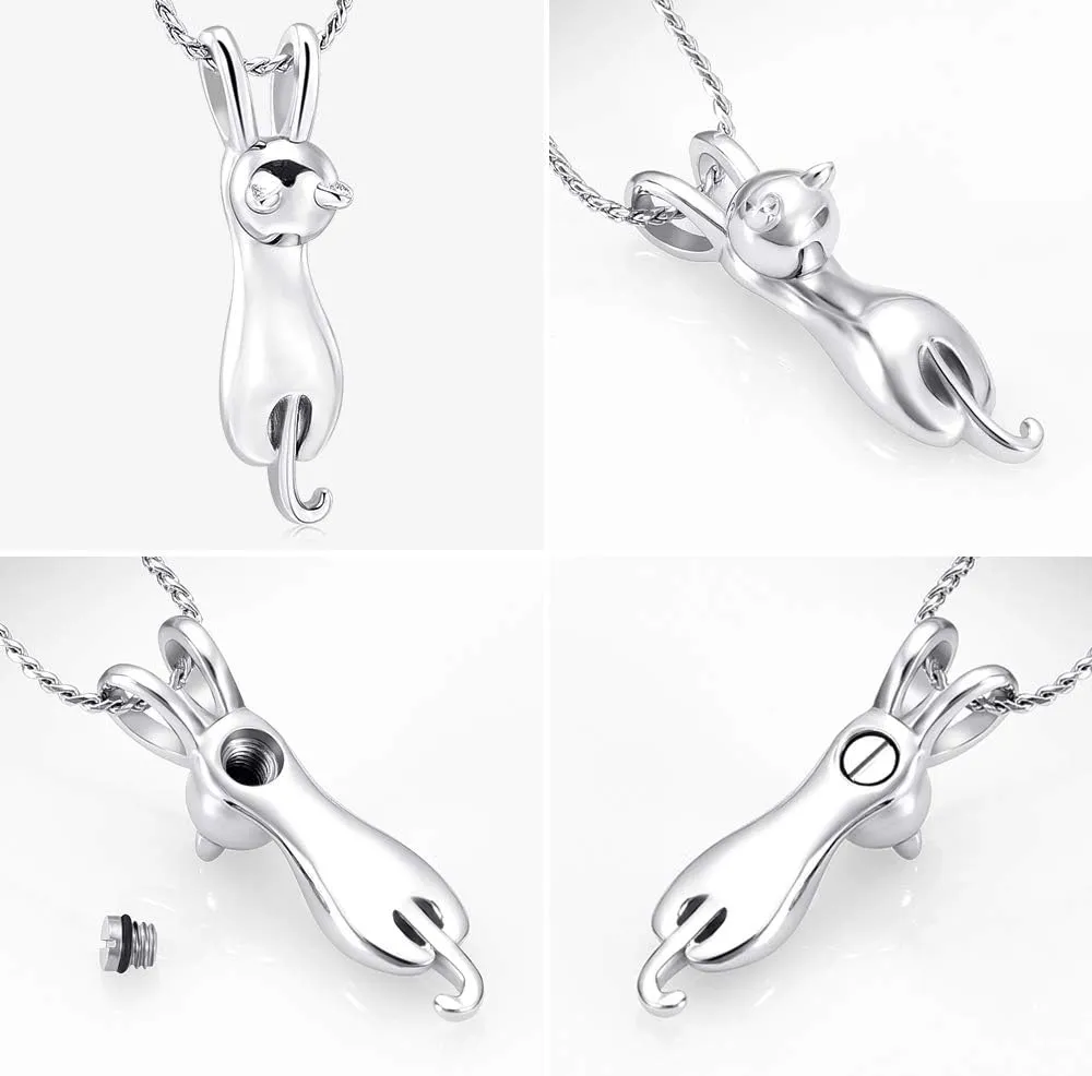 Imrsanl Pet Cremation Jewelry for Ashes Memorial Ash Jewelry Keepsake Cat Urn Pendants for Animal Ashes Necklace