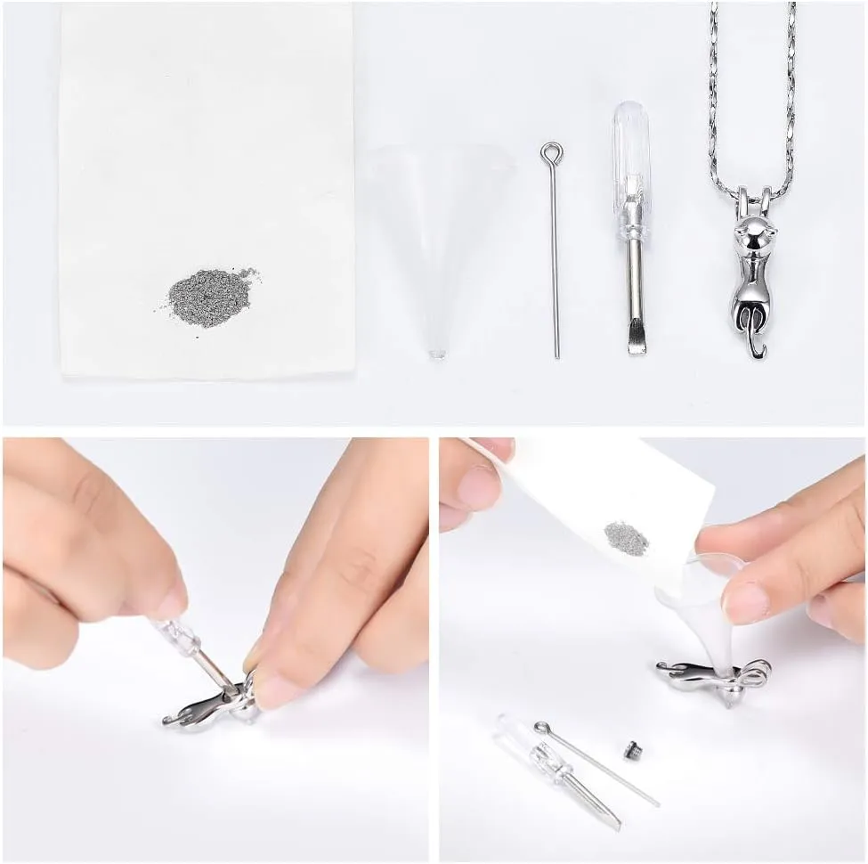 Imrsanl Pet Cremation Jewelry for Ashes Memorial Ash Jewelry Keepsake Cat Urn Pendants for Animal Ashes Necklace