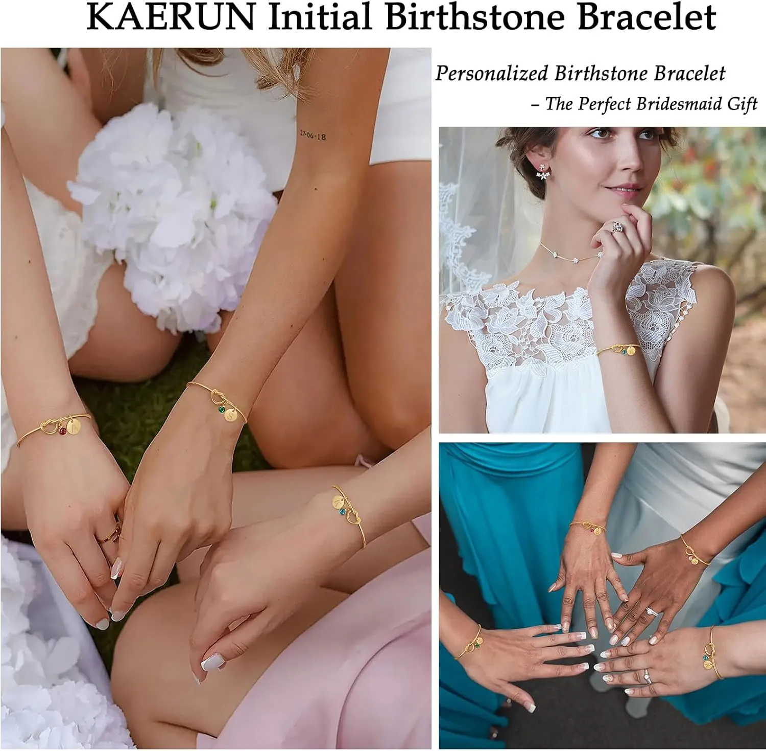 Initial Birthstone Gold Bracelets for Women Trendy 14K Gold Plated Letter A-Z Initial Charm Bracelet Tie the Love Knot Adjustable Cuff Bangle Birthstone Bracelets Birthday Bridesmaid Proposal Gifts