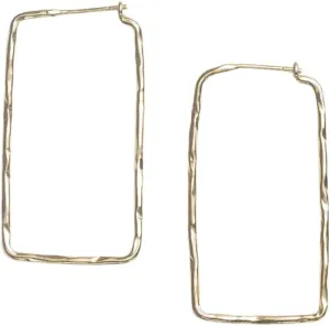 INK ALLOY Large Rectangle Hoop Earrings for Women, Athena Thin Brass Metal Elegant Boho Hoops, Hypoallergenic Handmade Jewelry for the Modern Bohemian, 1.6-Inch L (Gold)