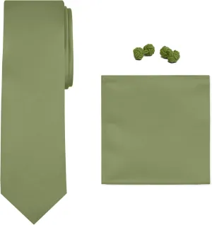 Jacob Alexander Solid Color Men's Tie Hanky and Cufflink Set
