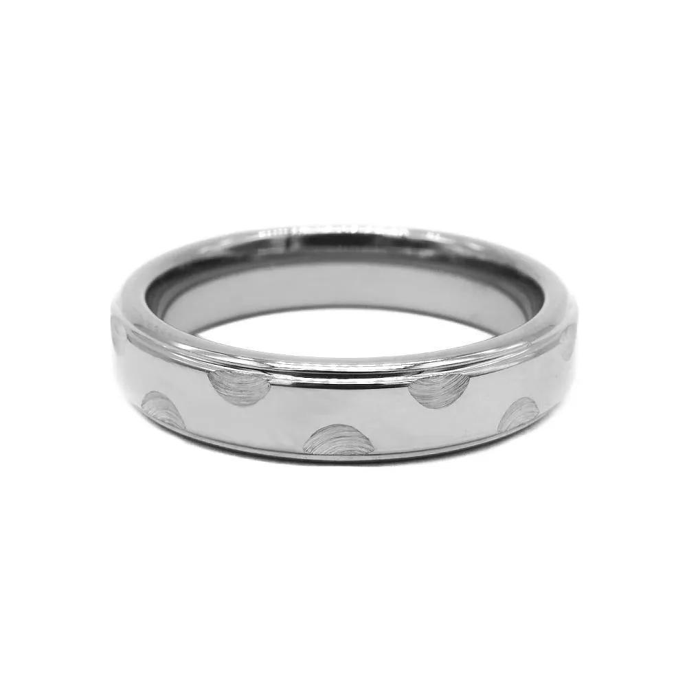 James Scallop Etched Tungsten Band Ring