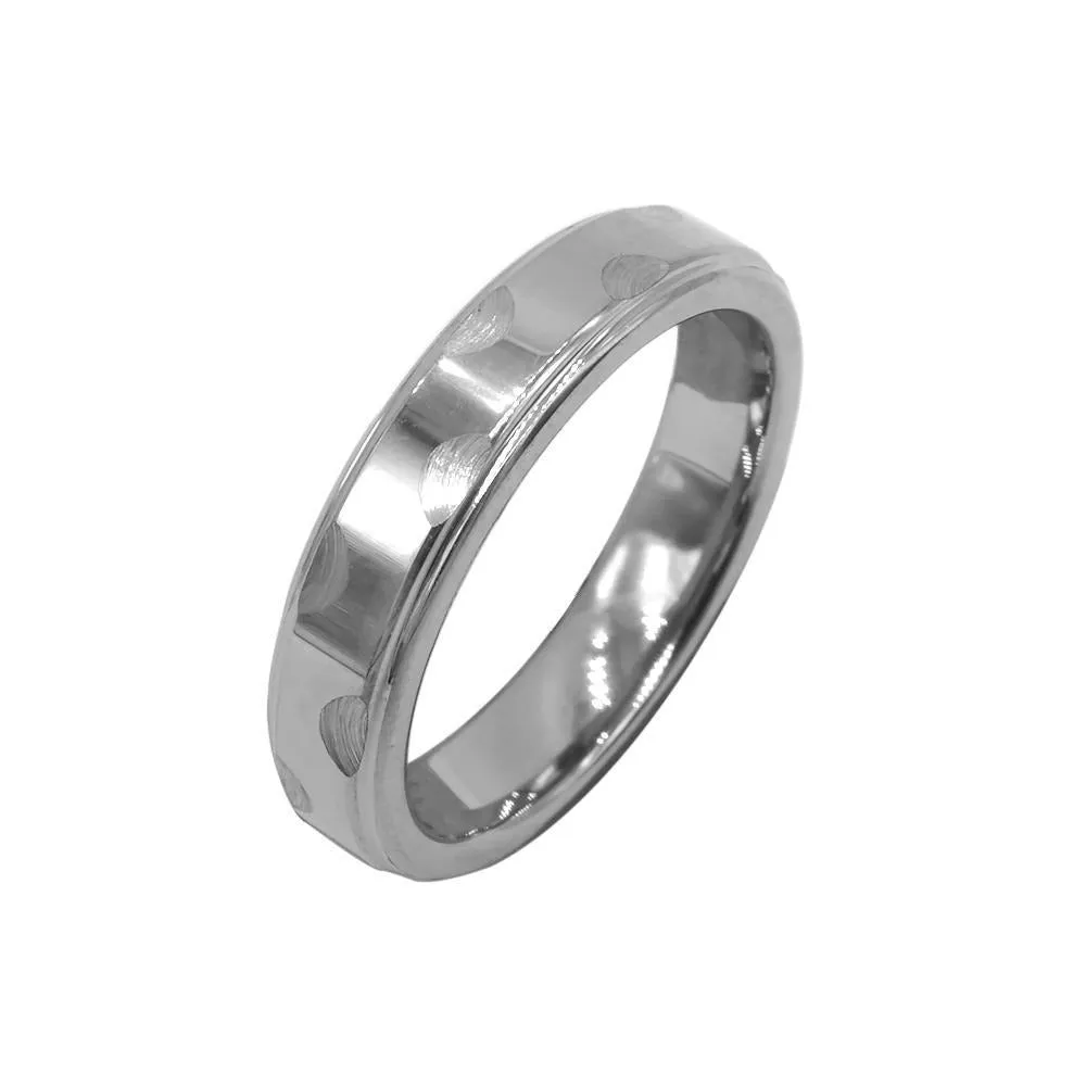 James Scallop Etched Tungsten Band Ring