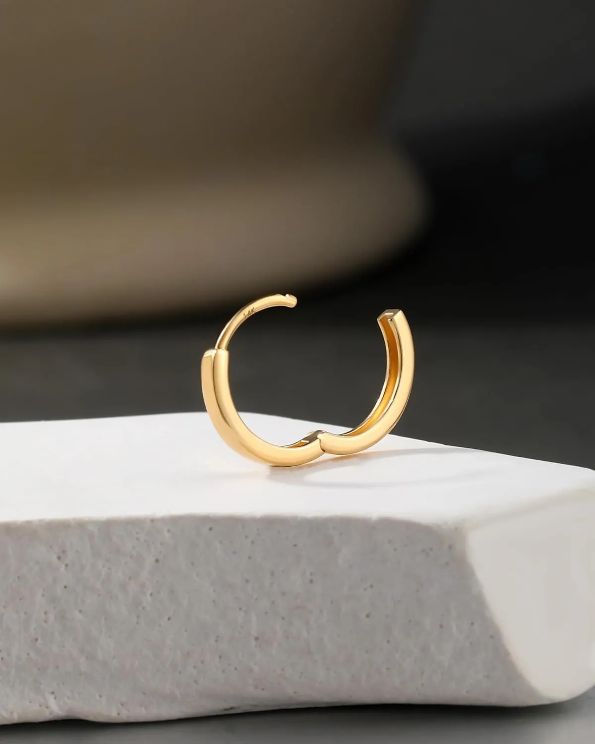 Jewseen 14K Gold Huggie Earrings Tiny Hoop Earrings 20G Lightweight Hoop Earrings Small Endless Hinged Hoops for Earlobe 6-10mm Cartilage Septum Helix Nose Earrings for Women Men
