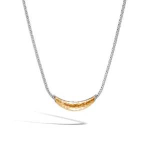John Hardy Classic Chain Sterling Silver and Yellow Gold Hammered Station Necklace