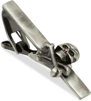 Jolly Roger Skull Tie Bar Silver Rhodium Plating Jolly Roger Skull Tie Bar