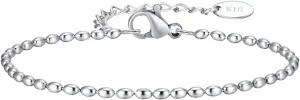 Jude Jewelers 2mm 3mm 5mm Width Stainless Steel Oval Shape Bean Beads Style Chain Bracelet