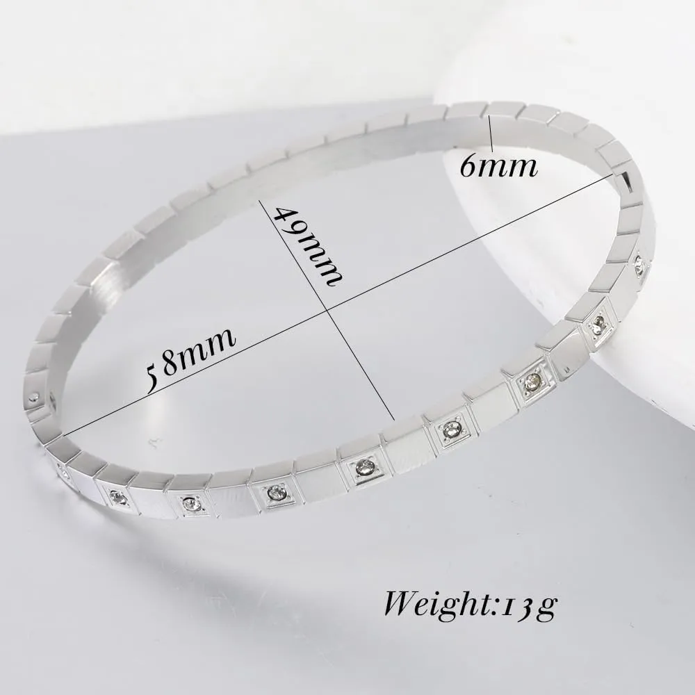 Jude Jewelers 4mm Stainless Steel Cubic Zircon Filled Eternity Style Wedding Party Stacking Bangle Bracelet