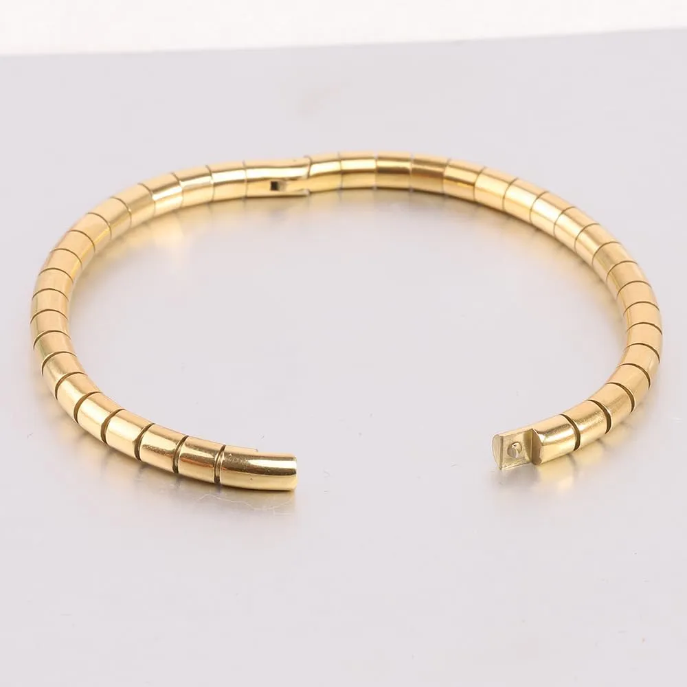 Jude Jewelers 5mm Width Stainless Steel Classic Simple Plain Grooved Style Stackable Bangle Bracelet