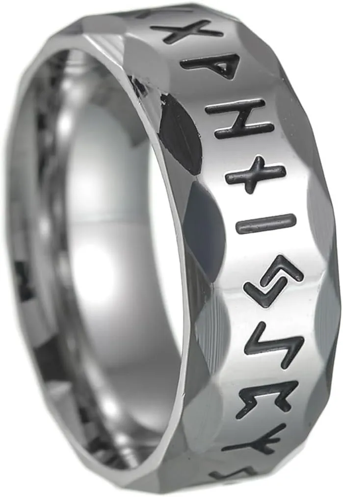 Jude Jewelers 8mm Stainless Steel Norse Viking Raven Runes Band Style Biker Cocktail Party Ring