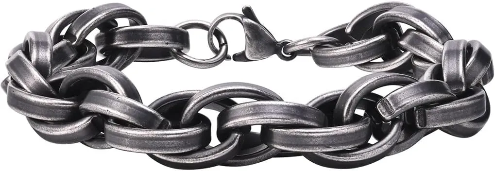 Jude Jewelers Retro Vintage Stainless Steel Braided Imitation Leather Style Chain Bracelet
