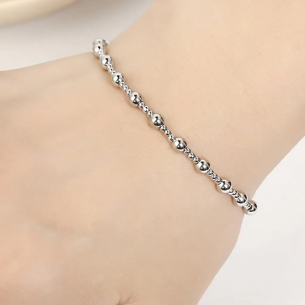 Jude Jewelers Stainless Steel Beaded Chain Style Wedding Party School Strand Bracelet