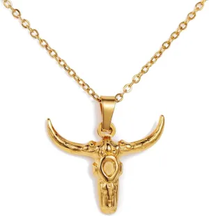 Jude Jewelers Stainless Steel Bull Ox Style Biker Cowboy Cocktail Party Pendant Necklace