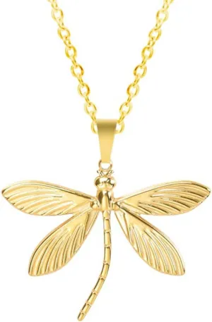Jude Jewelers Stainless Steel Dragonfly Style Holiday Cocktail Party Statement School Class Pendant Necklace