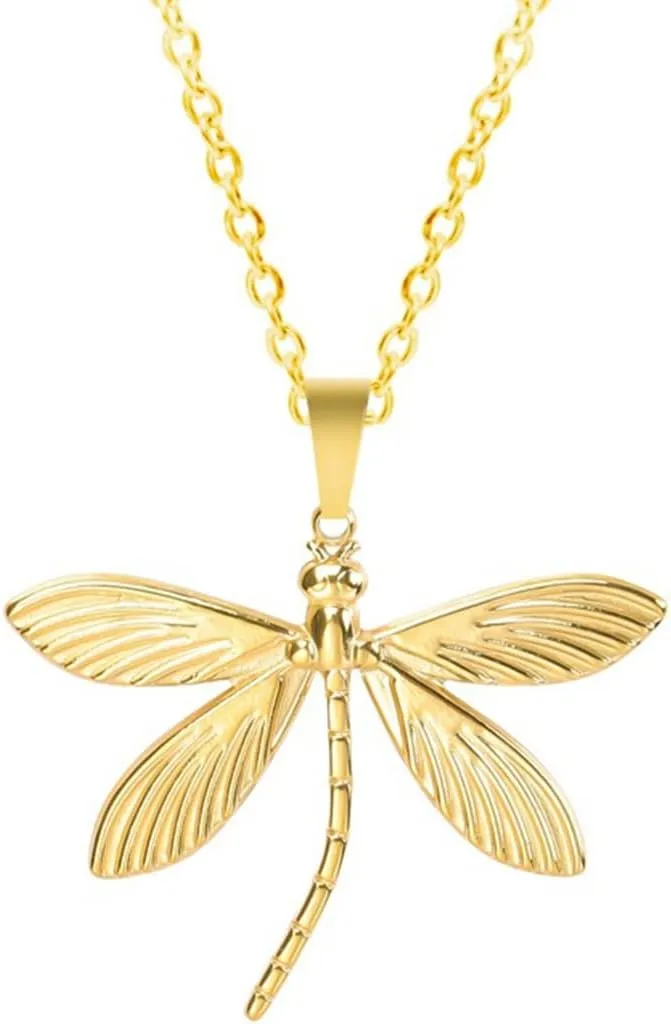 Jude Jewelers Stainless Steel Dragonfly Style Holiday Cocktail Party Statement School Class Pendant Necklace