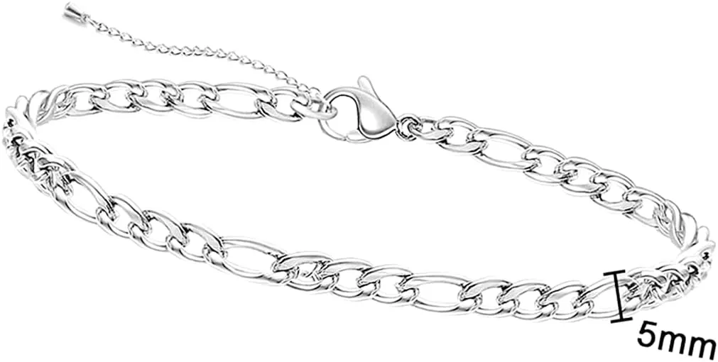 Jude Jewelers Stainless Steel Figaro Chain Style Chain Bracelet