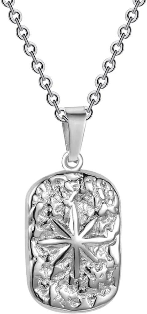 Jude Jewelers Stainless Steel Hammered Finish Star Sunshine Wedding Party Pendant Necklace