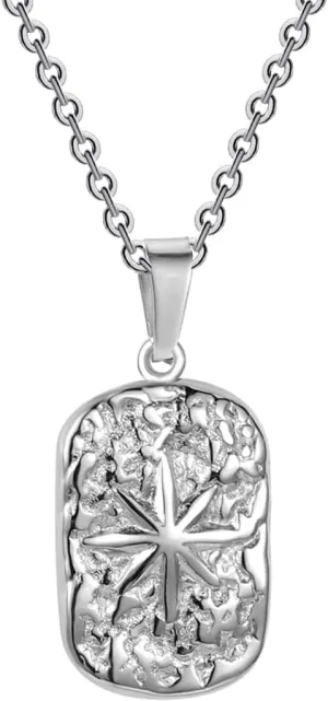 Jude Jewelers Stainless Steel Hammered Finish Star Sunshine Wedding Party Pendant Necklace
