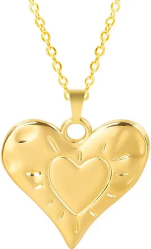 Jude Jewelers Stainless Steel Heart Shaped Sunshine Style Wedding Statement Pendant Necklace
