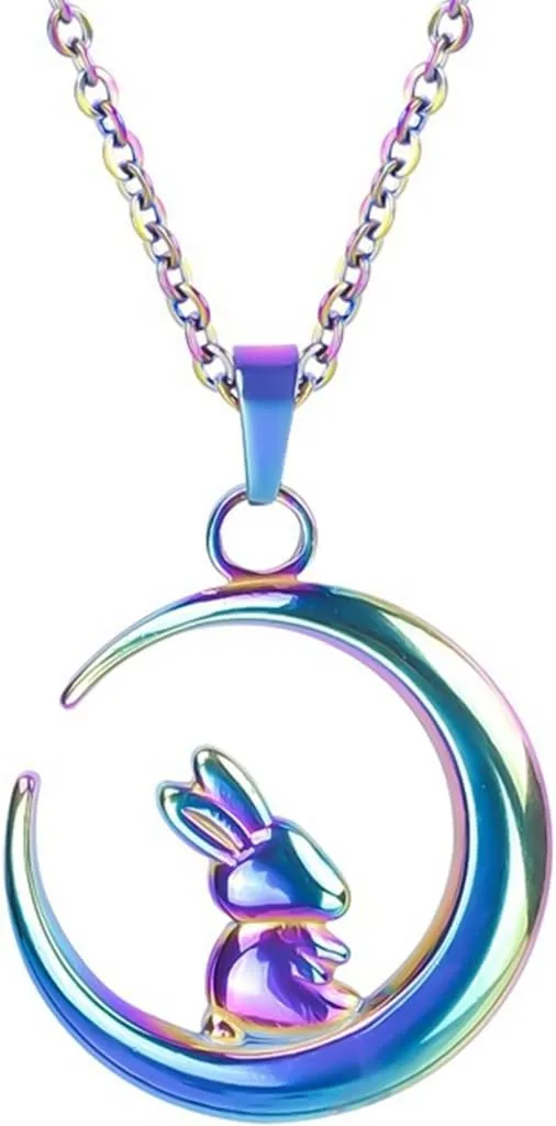 Jude Jewelers Stainless Steel Moon Crescent Cute Rabbit Style Holiday School Class Necklace