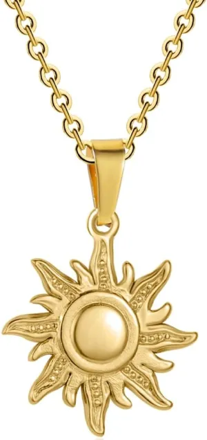 Jude Jewelers Stainless Steel Shining Sun Sunshine Style Holiday Vacation Party Pendant Necklace