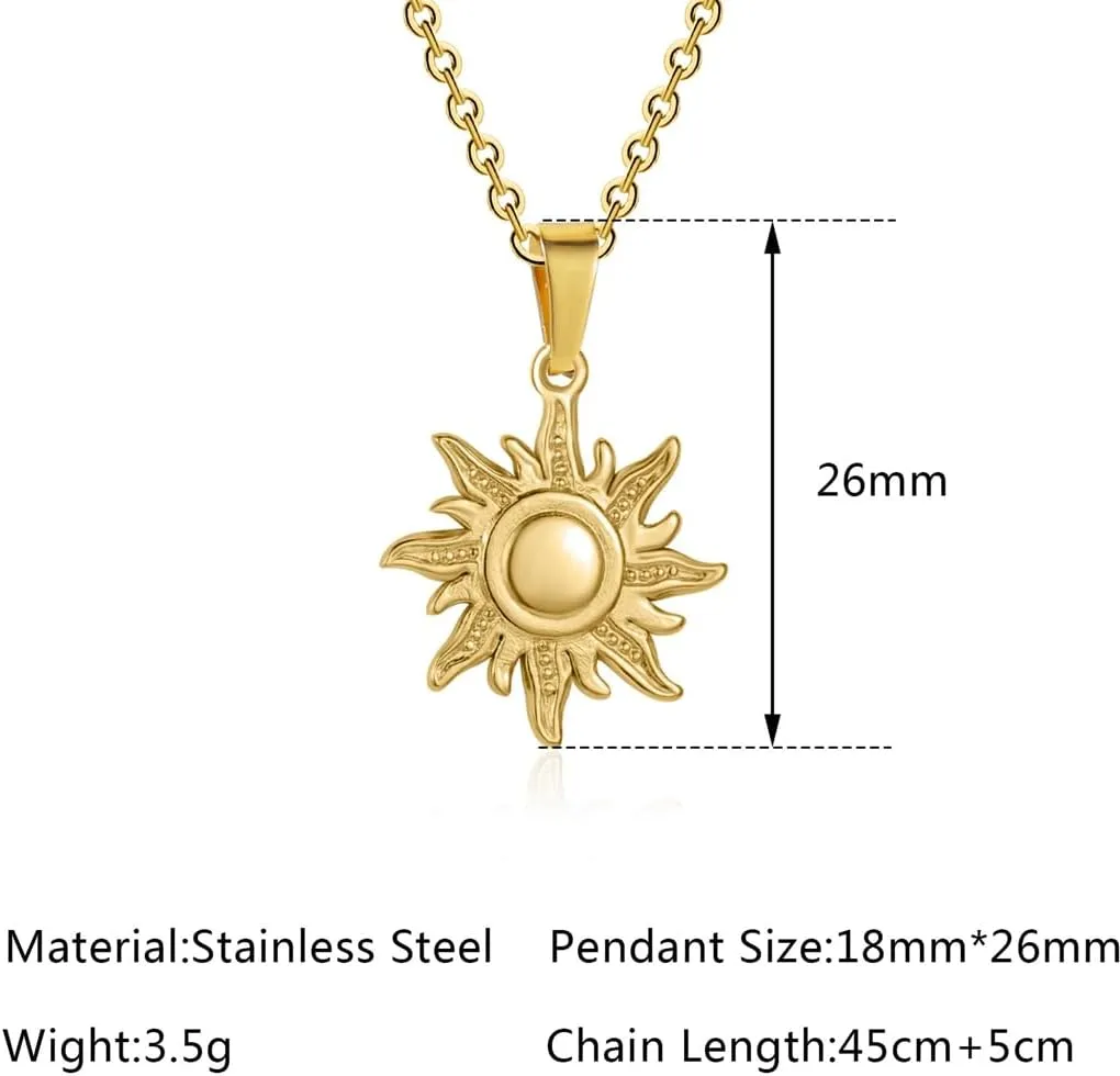 Jude Jewelers Stainless Steel Shining Sun Sunshine Style Holiday Vacation Party Pendant Necklace