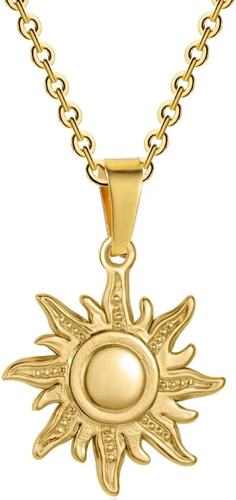 Jude Jewelers Stainless Steel Shining Sun Sunshine Style Holiday Vacation Party Pendant Necklace