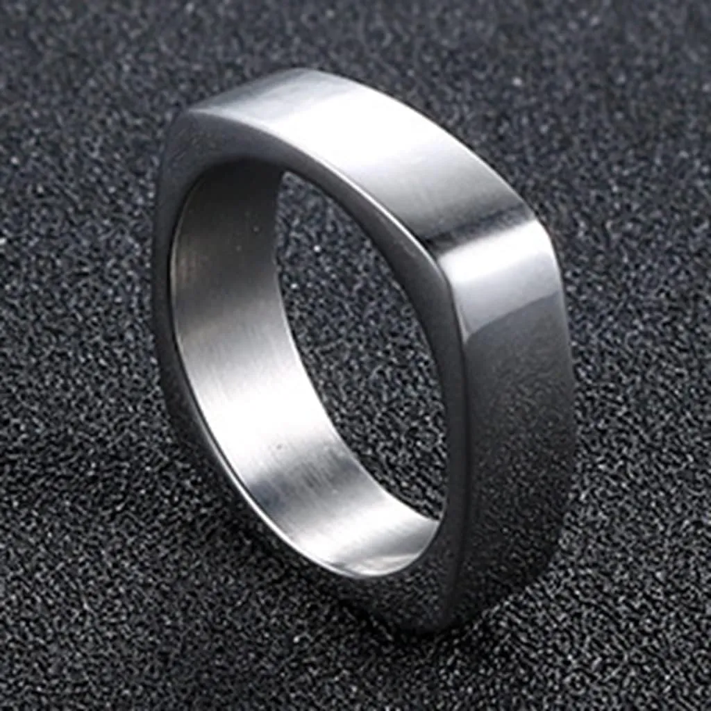 Jude Jewelers Stainless Steel Square Shaped Classic Simple Plain Wedding Band Ring