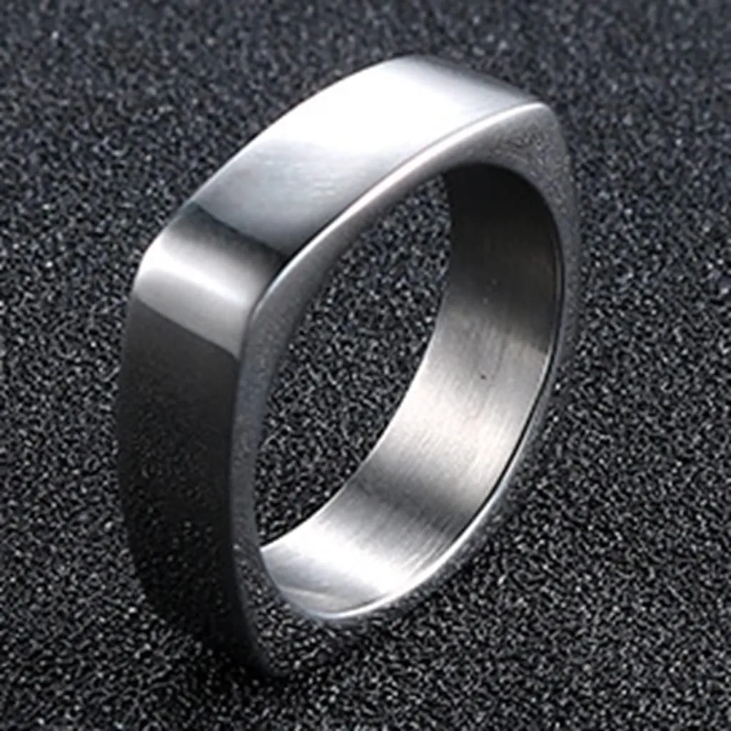 Jude Jewelers Stainless Steel Square Shaped Classic Simple Plain Wedding Band Ring