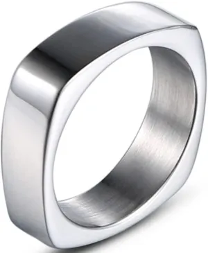 Jude Jewelers Stainless Steel Square Shaped Classic Simple Plain Wedding Band Ring