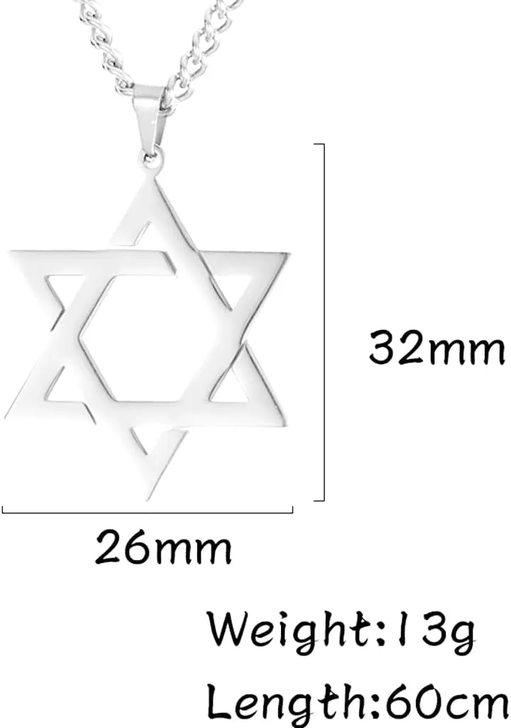 Jude Jewelers Stainless Steel Star of David Pendant Necklace
