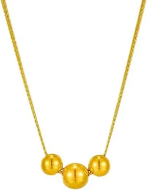 Jude Jewelers Stainless Steel Triple Beads Charm Double Chain Statement Wedding Party Necklace