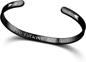 Jude Jewelers Stainless Steel You Fucking Got This Inpirational Mantra Encouragement Ope Cuff Bangle Bracelet