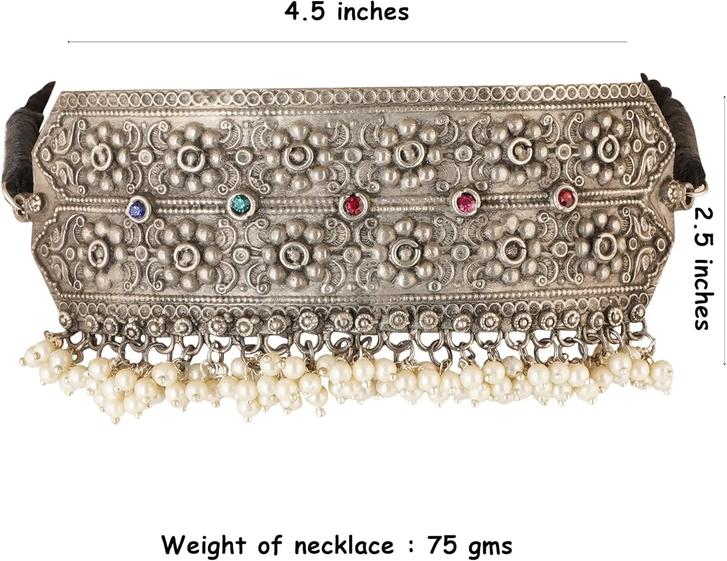 Jwellmart Oxidised Metal Pearl Afghani Tribal Vintage Retro Gypsy Choker Ghungroo Necklace Indian Traditional Bollywood Ethnic Jewelry for Women