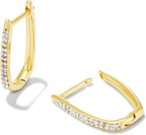 Kendra Scott Ellen Luxe 18k Gold Vermeil Huggie Earrings in White Sapphire, Fine Jewelry for Women